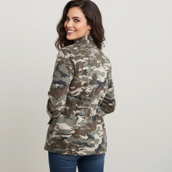 Y2K Banana Republic Camo Military Jacket | Gorpcore Utility Grunge Streetwear Lg - Picture 6 of 16